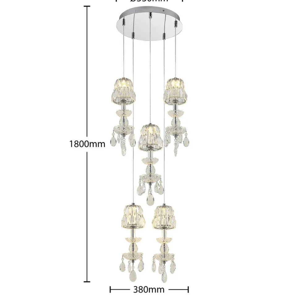 Lucande Yasanie LED-pendellampe, 5 lyskilder, rund
