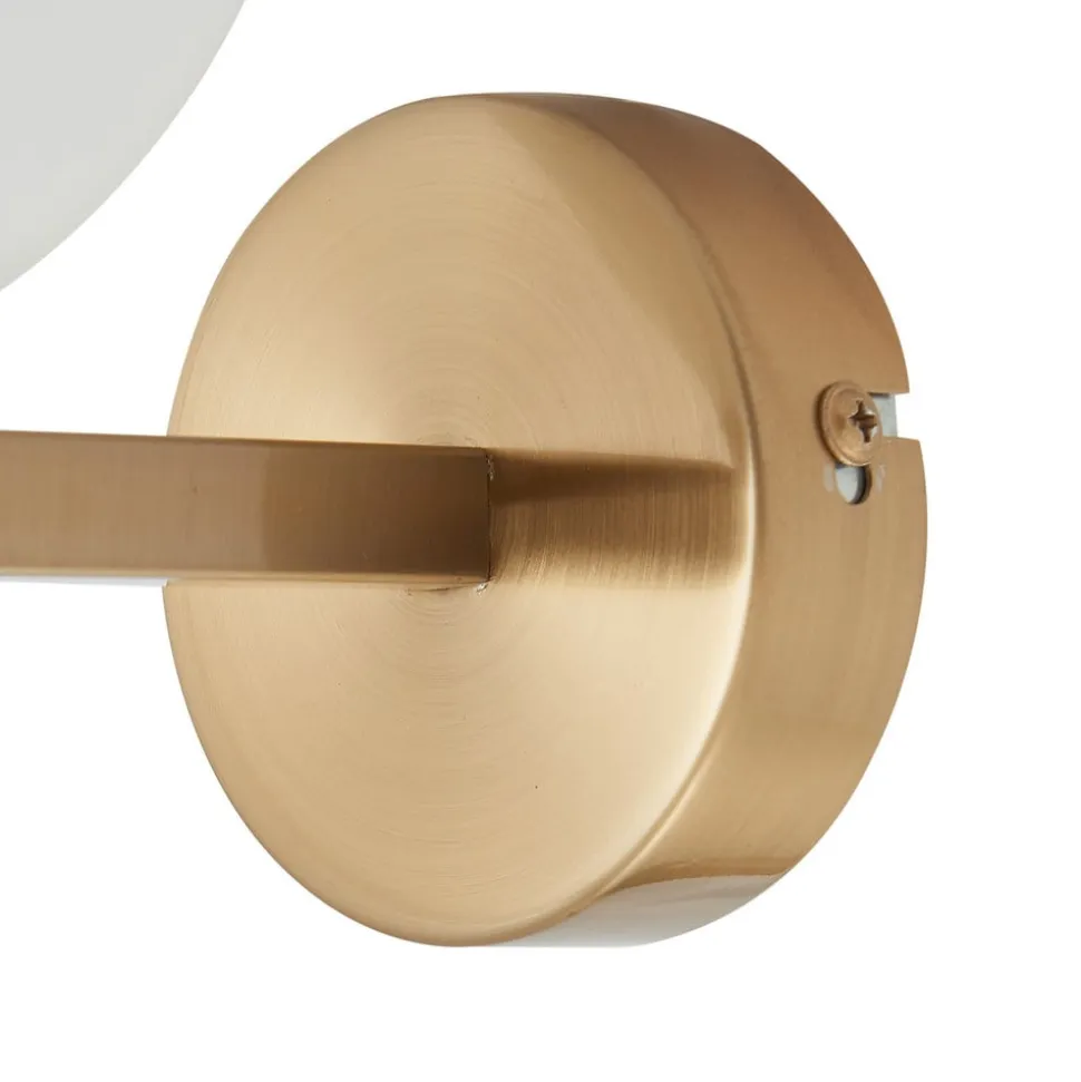 Lucande-væglampe Bidolo, messingfarvet, glas, 12 cm, IP44
