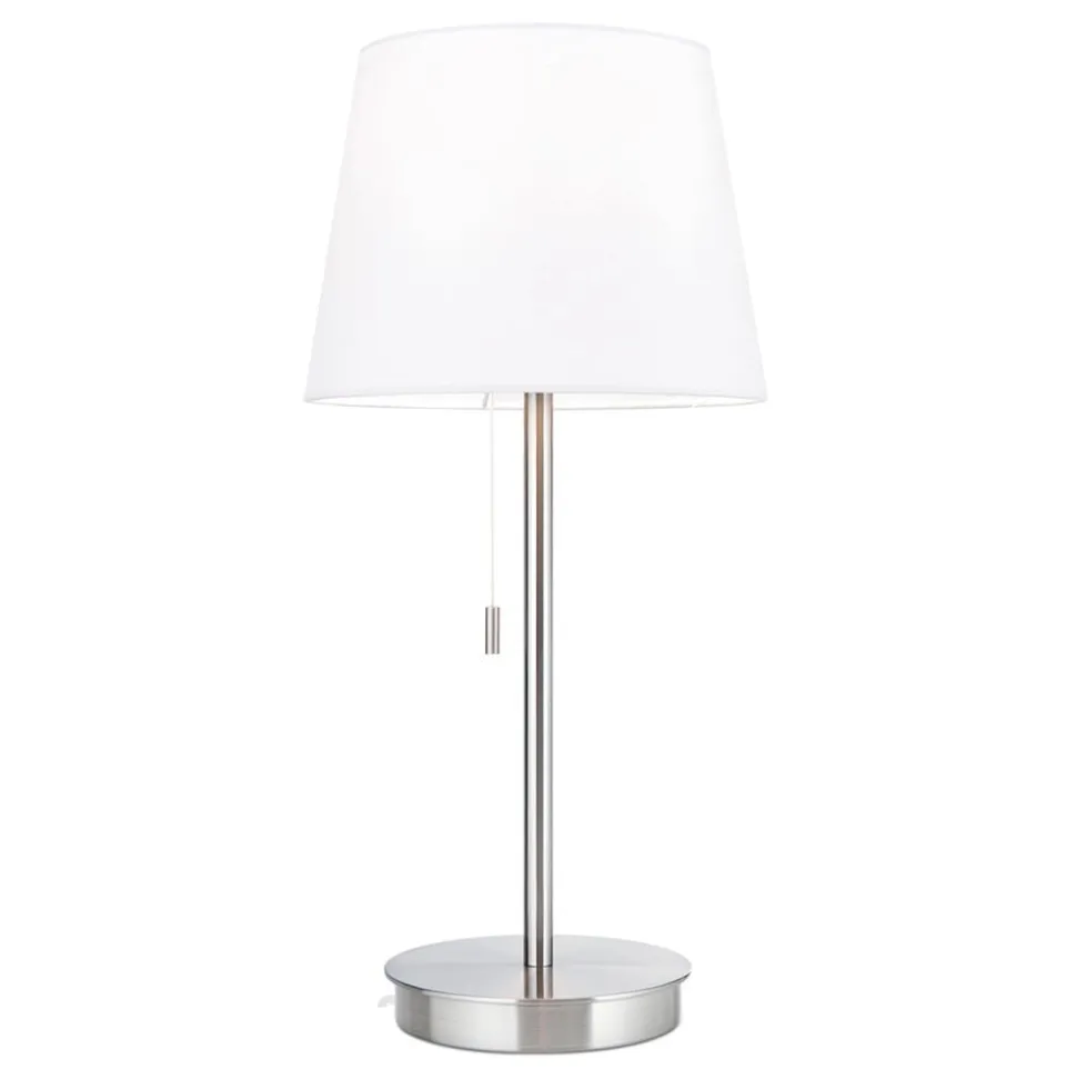 Ludwig bordlampe med USB-port, hvid/mat nikkel