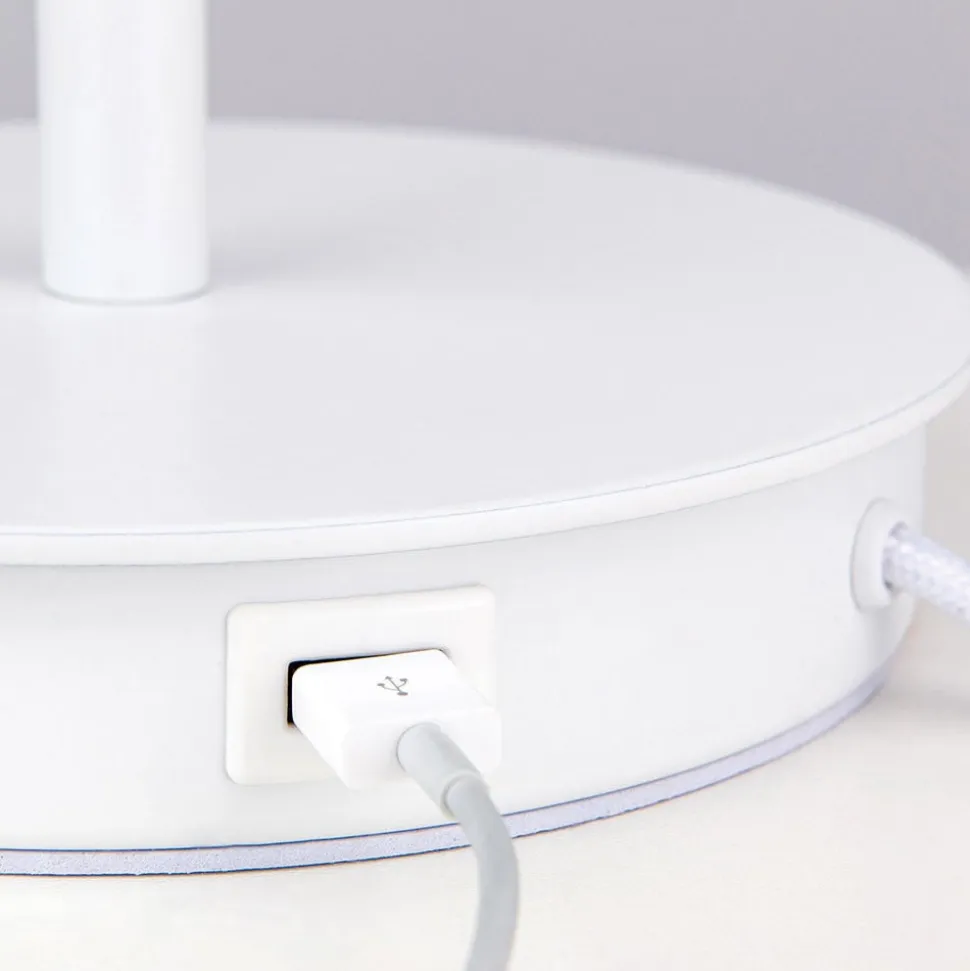 Ludwig bordlampe med USB-port, hvid