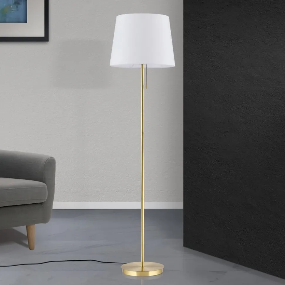 Ludwig tekstilgulvlampe, antik messing