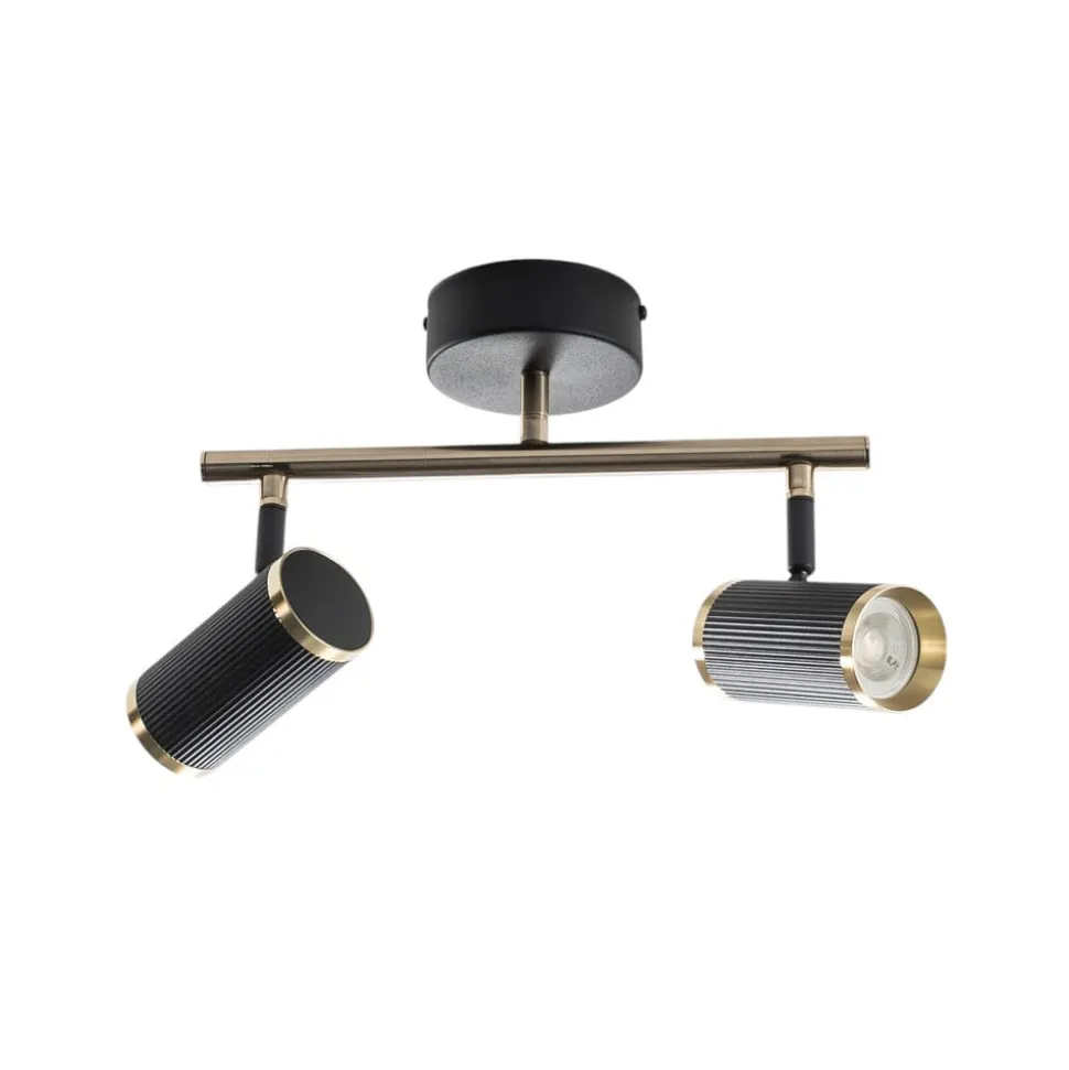 Lume loftspot, 2 lyskilder, sort/messing, højde 22 cm, jern