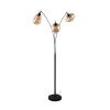 Lumina gulvlampe, 3-lys, sort/amber, glas