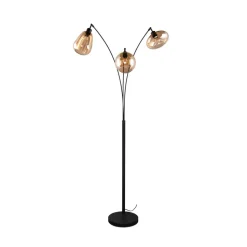 Lumina gulvlampe, 3-lys, sort/amber, glas