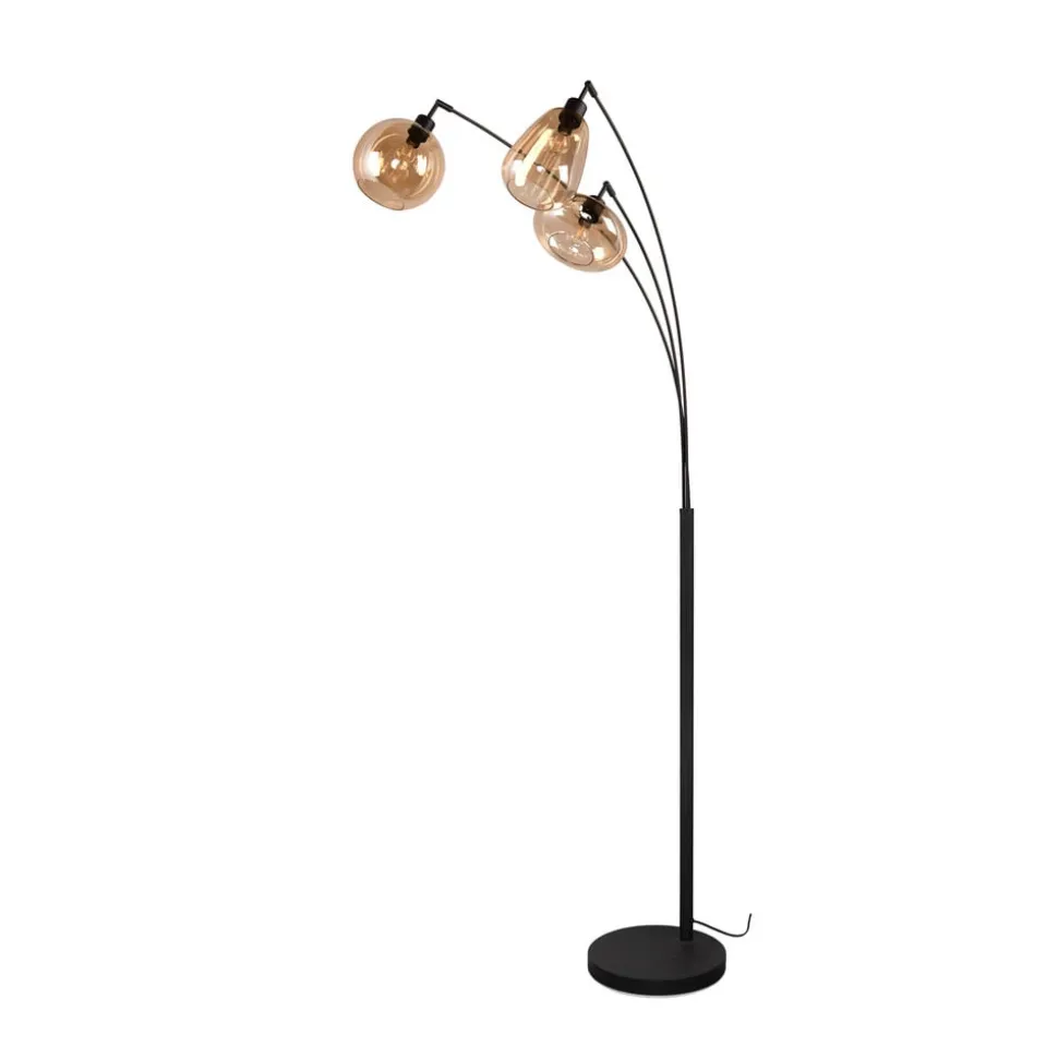 Lumina gulvlampe, 3-lys, sort/amber, glas