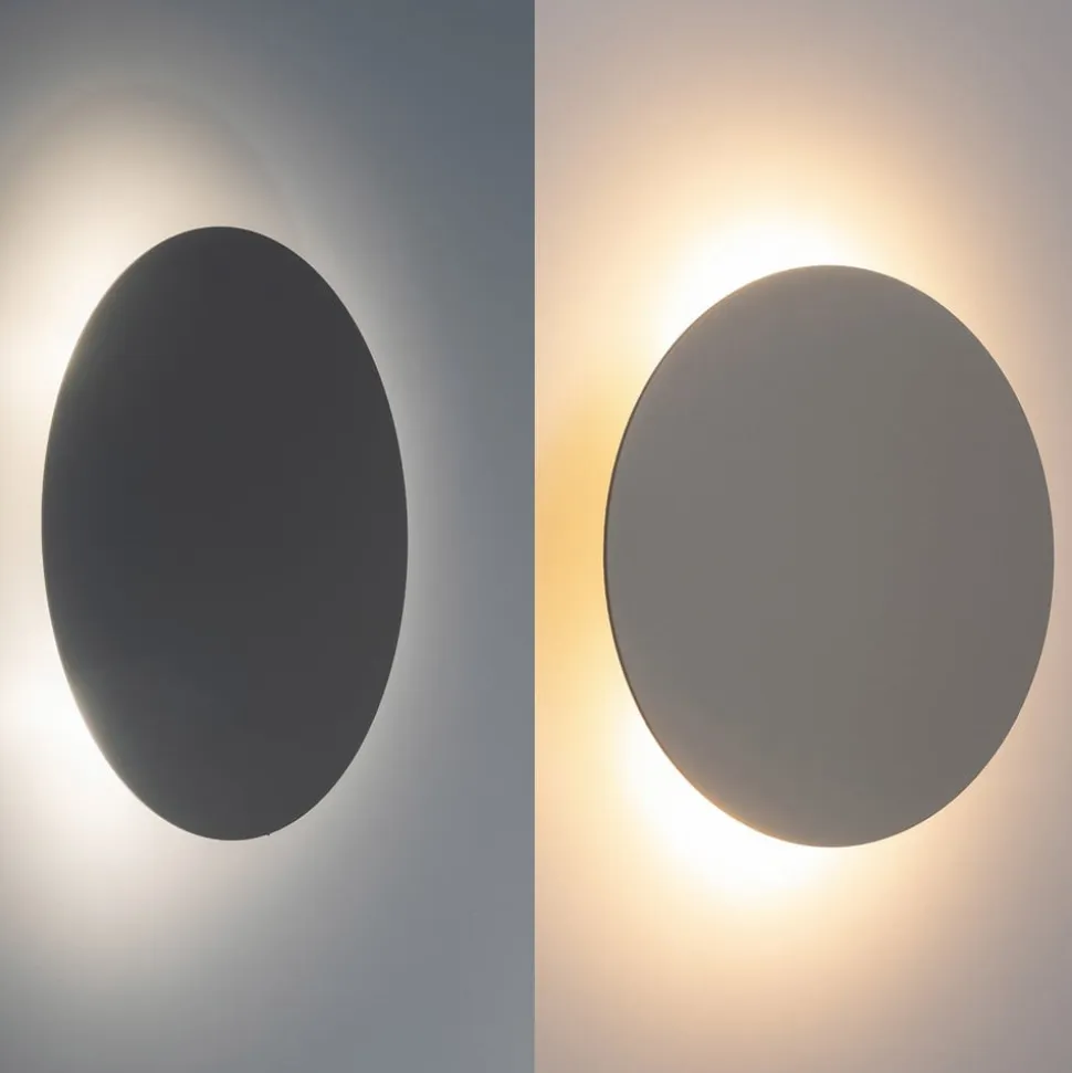 Luna væglampe, beige, indirekte lys, Ø 30 cm, stål