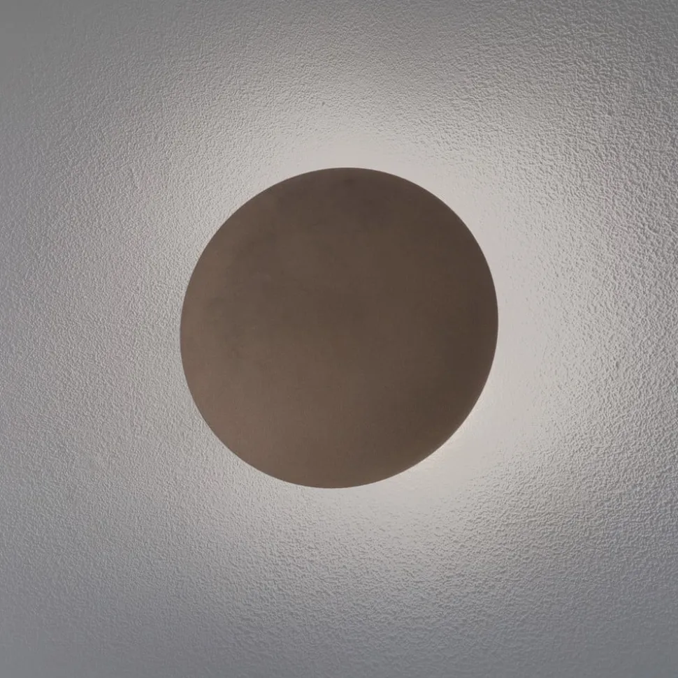 Luna væglampe, brun, indirekte lys, Ø 30 cm, stål