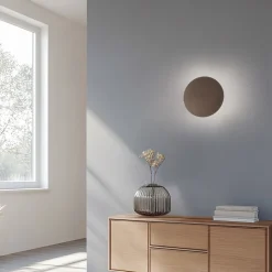 Luna væglampe, brun, indirekte lys, Ø 30 cm, stål