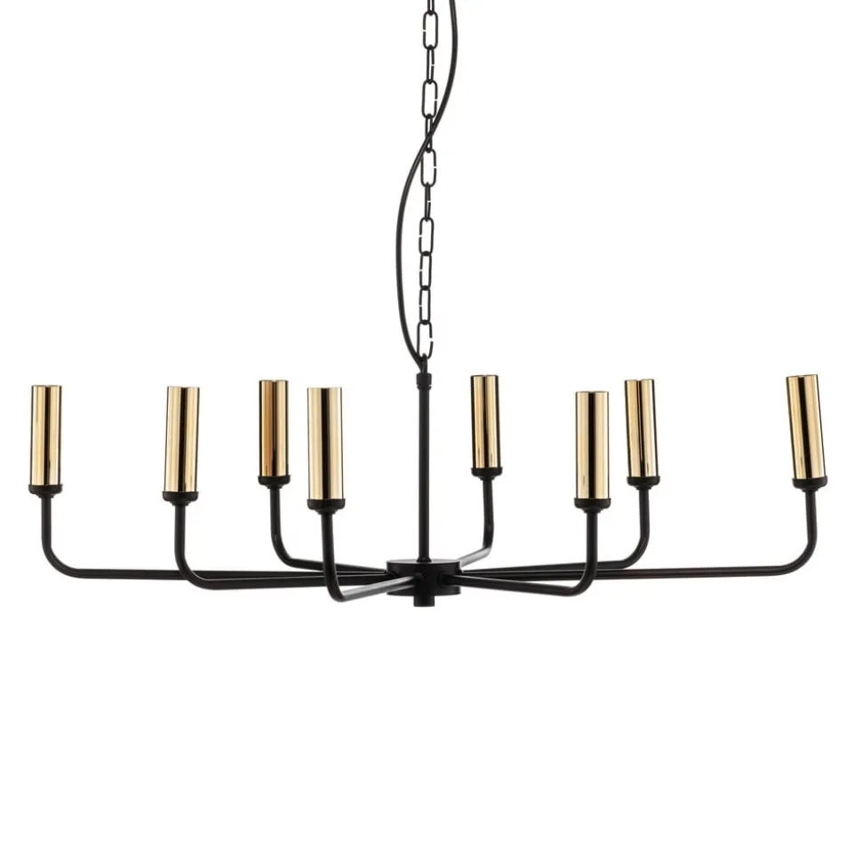 Lysekrone Ampli, sort/guld, 8 lyskilder