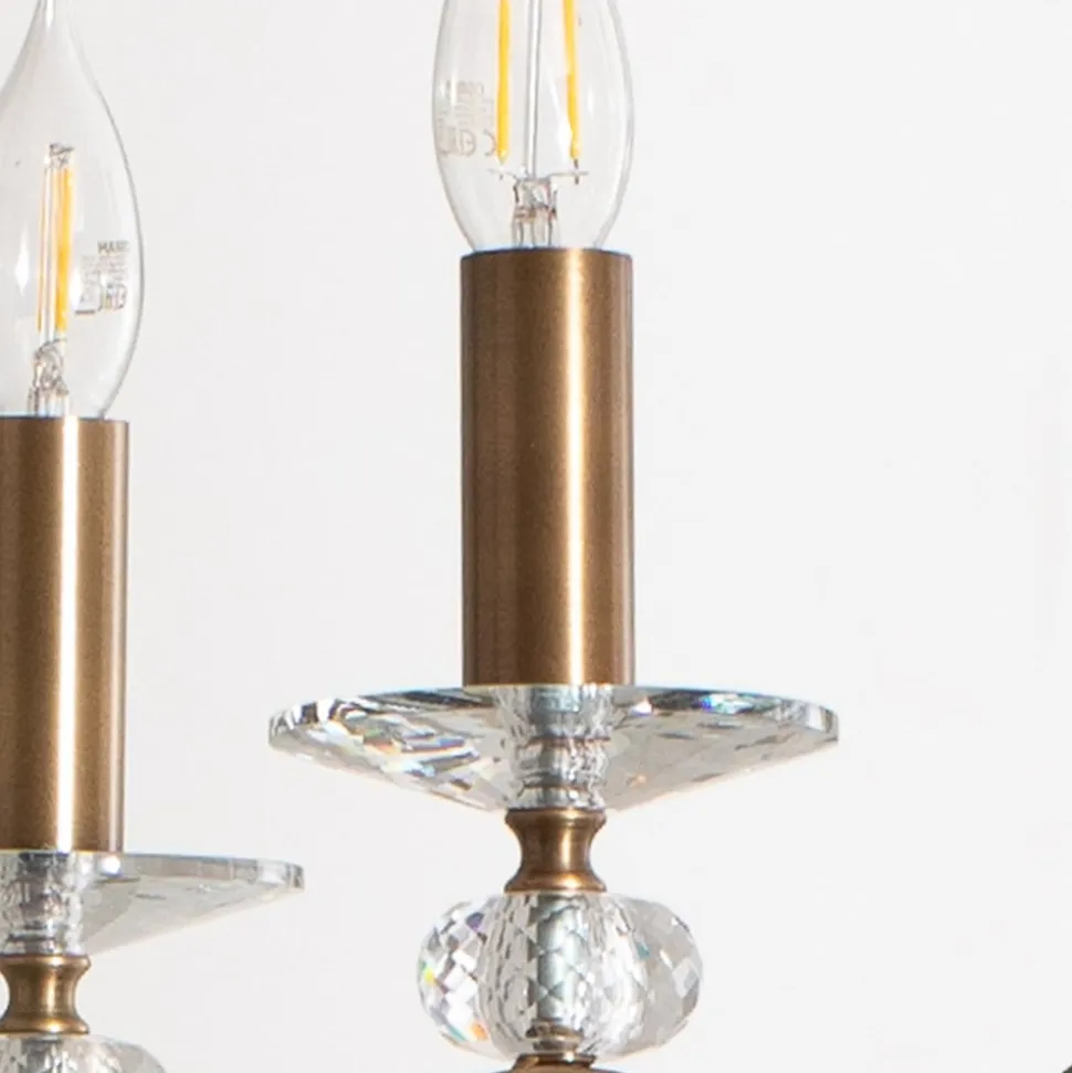 Lysekrone Elizabeth Ø80cm metal/krystal 8flg. antik guld