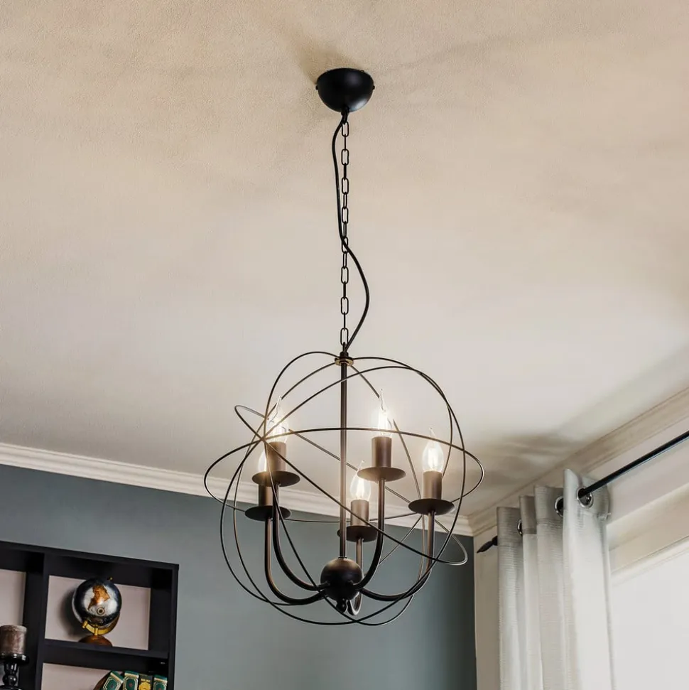 Lysekrone Globe med 5 lyskilder, sort