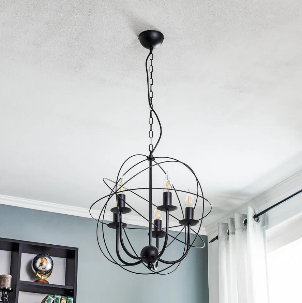 Lysekrone Globe med 5 lyskilder, sort