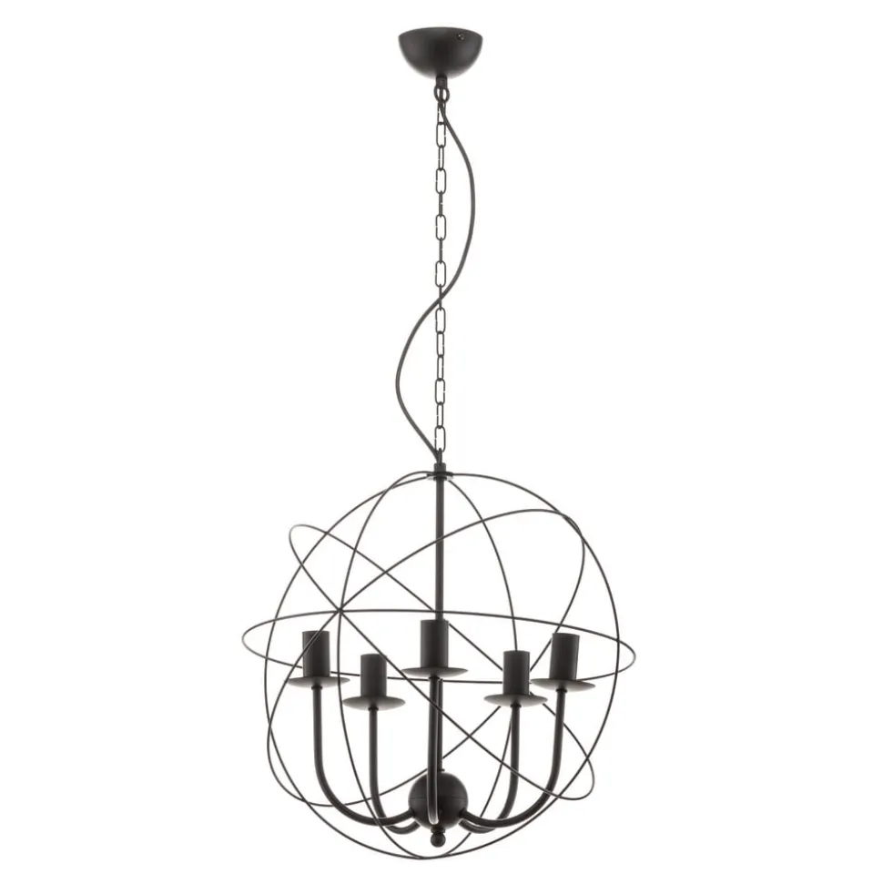 Lysekrone Globe med 5 lyskilder, sort