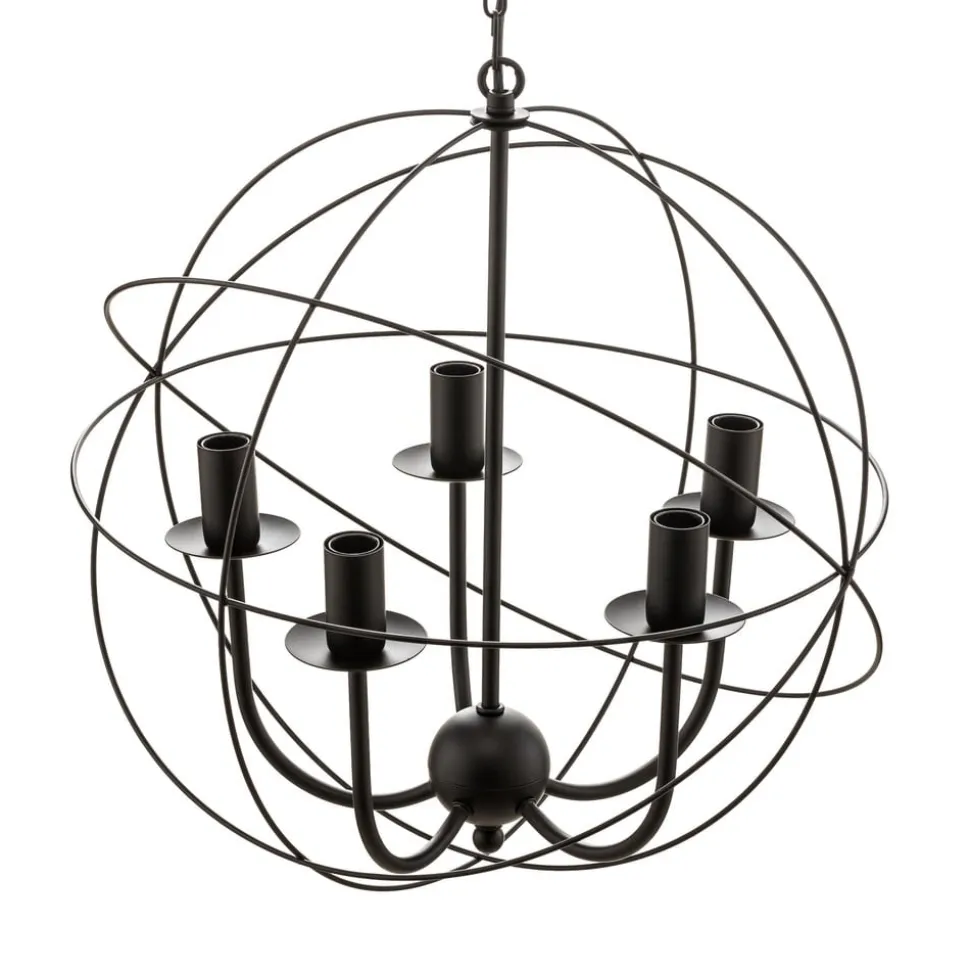 Lysekrone Globe med 5 lyskilder, sort