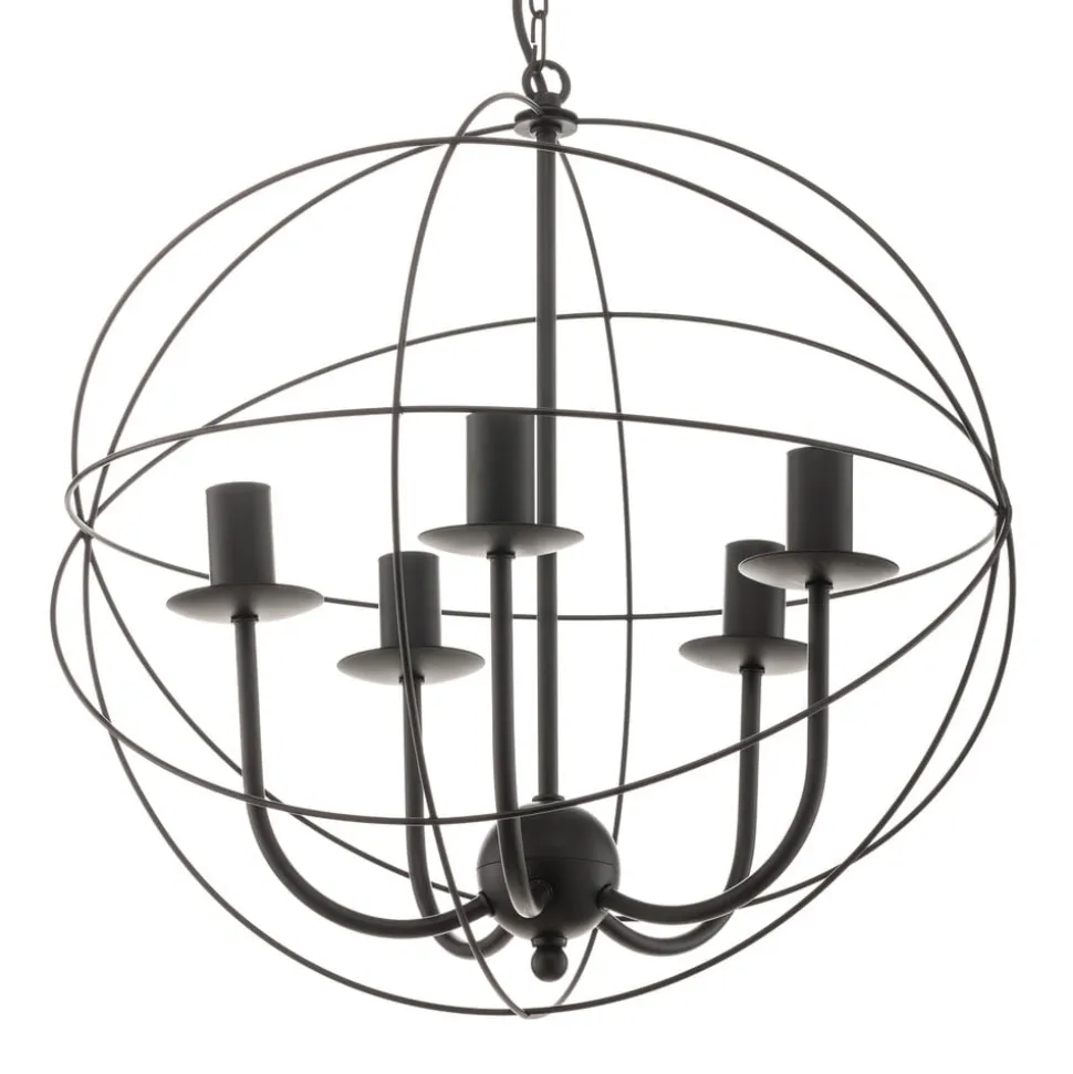 Lysekrone Globe med 5 lyskilder, sort