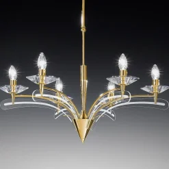 Lysekrone ICARO, med krystalglas, guld