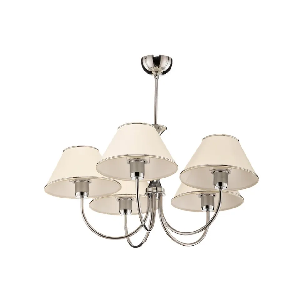 Lysekrone London krom/creme, 5 lyskilder