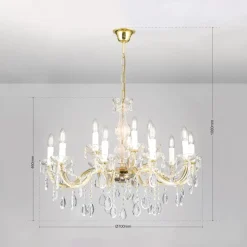 Lysekrone Marie Claire krystalglas 15-flammet