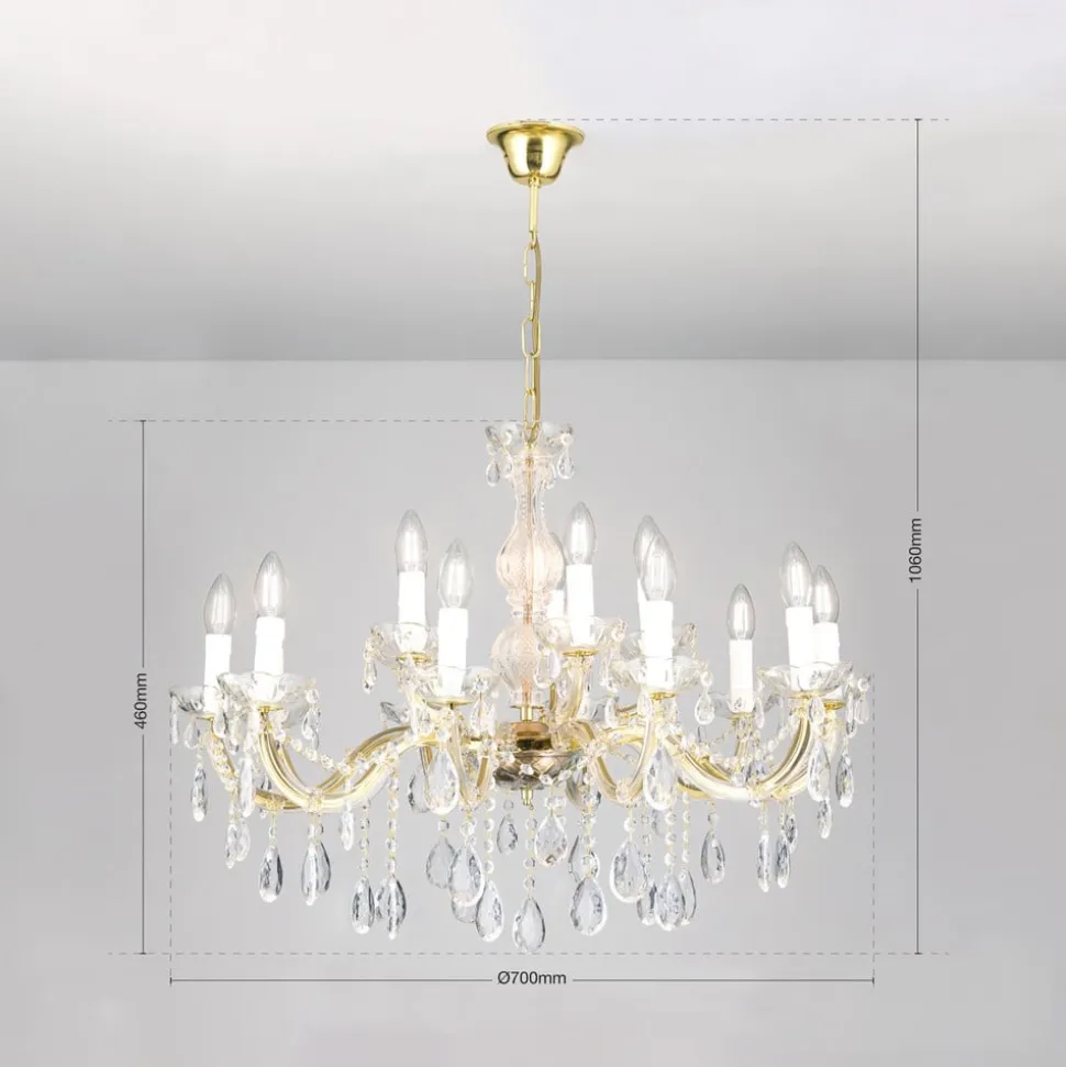 Lysekrone Marie Claire krystalglas 15-flammet