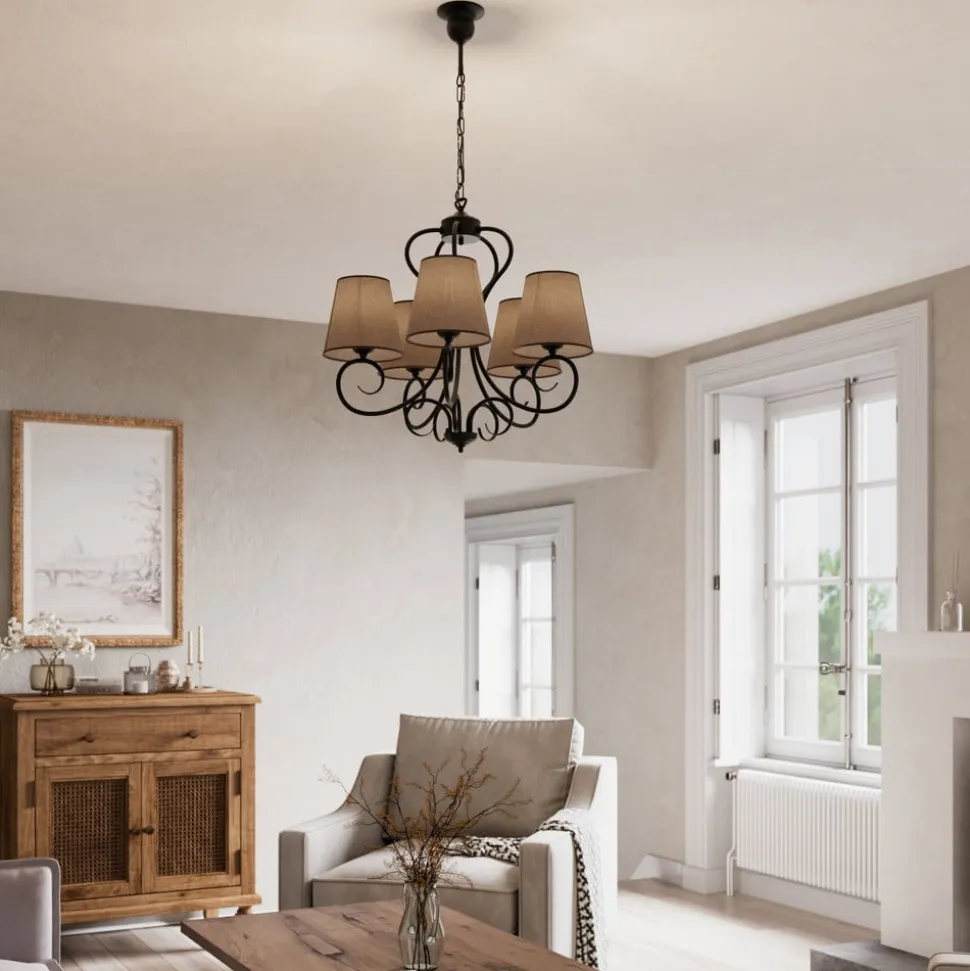 Lysekrone Midgrad, 5 lyskilder, brun
