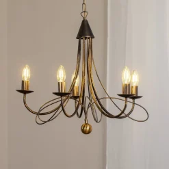Lysekrone Milvia, 5 lyskilder, bronzefarvet, metal