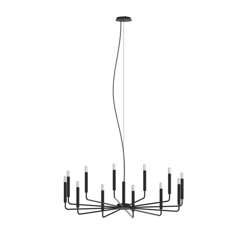 Lysekrone ORTO B, sort, metal, Ø 103 cm, 12 lyskilder