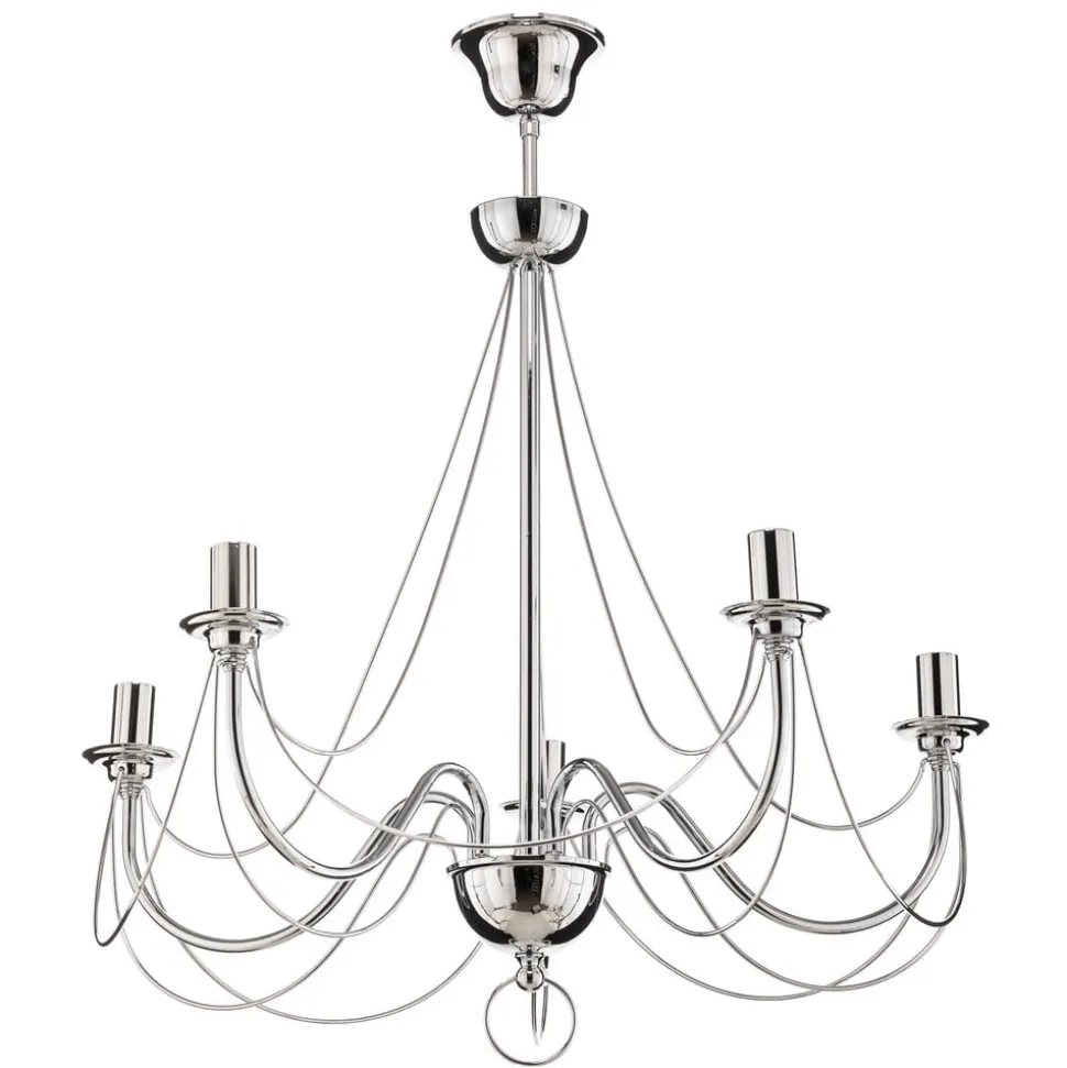 Lysekrone Retro, femarmet 75 cm, krom