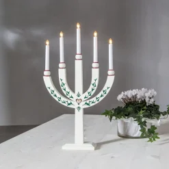 Lysestage Elias Tradition femflammet hvid