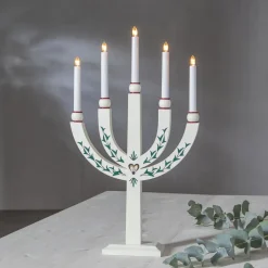 Lysestage Elias Tradition femflammet hvid