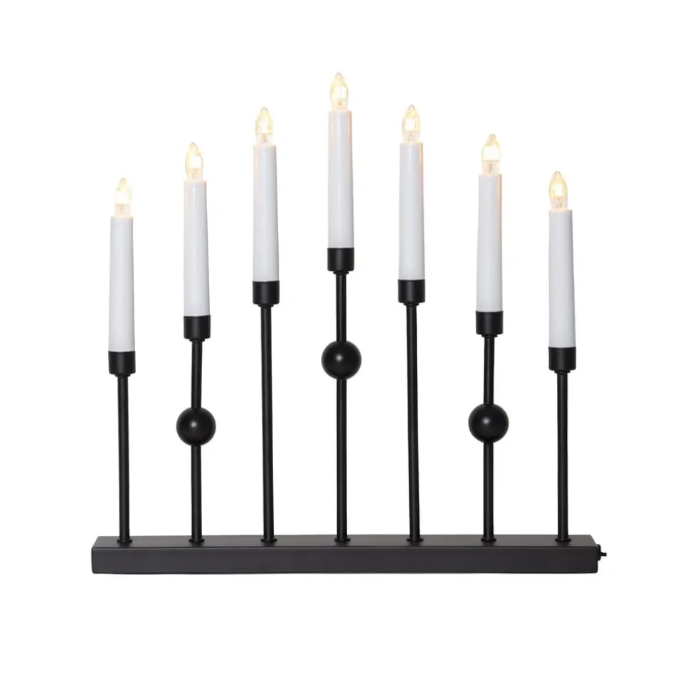 Lysestage Gustav, sort metal højde 37 cm 7 lyskilder