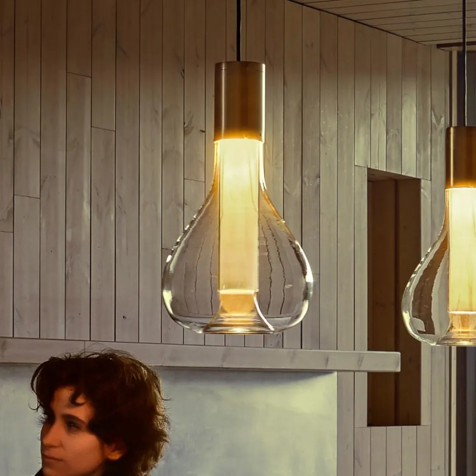 LZF Eris LED-pendellampe, glas, aluminium/elfenben