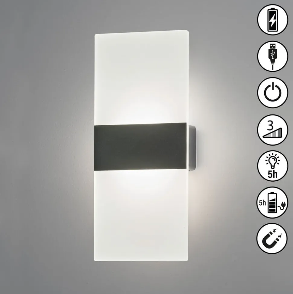 Magnetics LED-væglampe, sort, 22,5 cm høj