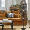 MARKET SET Gulvlampe Screen, sort, rattan, 179 cm høj