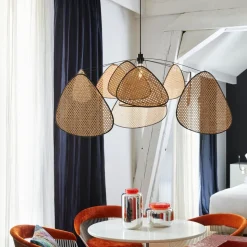 MARKET SET hængelampe Screen XL, 60 cm, natur, rattan