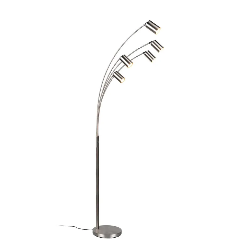 Marley gulvlampe, nikkel, højde 200 cm, 5 lyskilder, metal