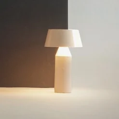 MARSET Bicoca LED-bordlampe, batteri, perlehvid