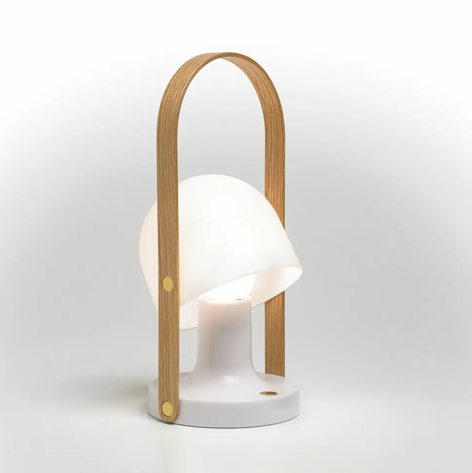MARSET FollowMe LED-bordlampe, hvid eg, højde 29 cm