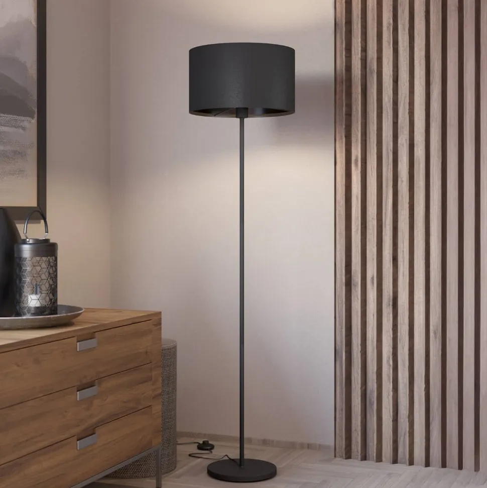 Maserlo gulvlampe, sort, højde 151 cm, stof/stål