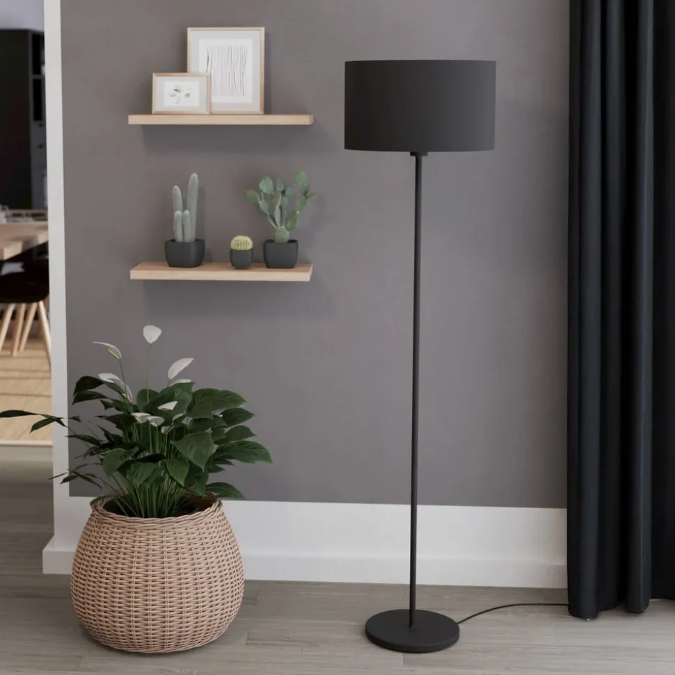 Maserlo gulvlampe, sort, højde 151 cm, stof/stål
