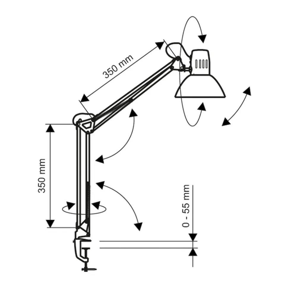 MAULstudy klemmelampe, sort, 44 cm, metal, E27