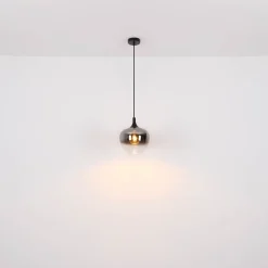 Maxy hængelampe, Ø 48 cm, røggrå, glas, 3 lyskilder.