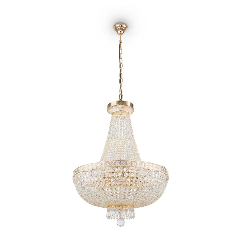 Maytoni Bella lysekrone, guldfarvet, krystal, Ø 50 cm