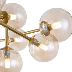 Maytoni Dallas loftlampe, 20 glaskugler, guld