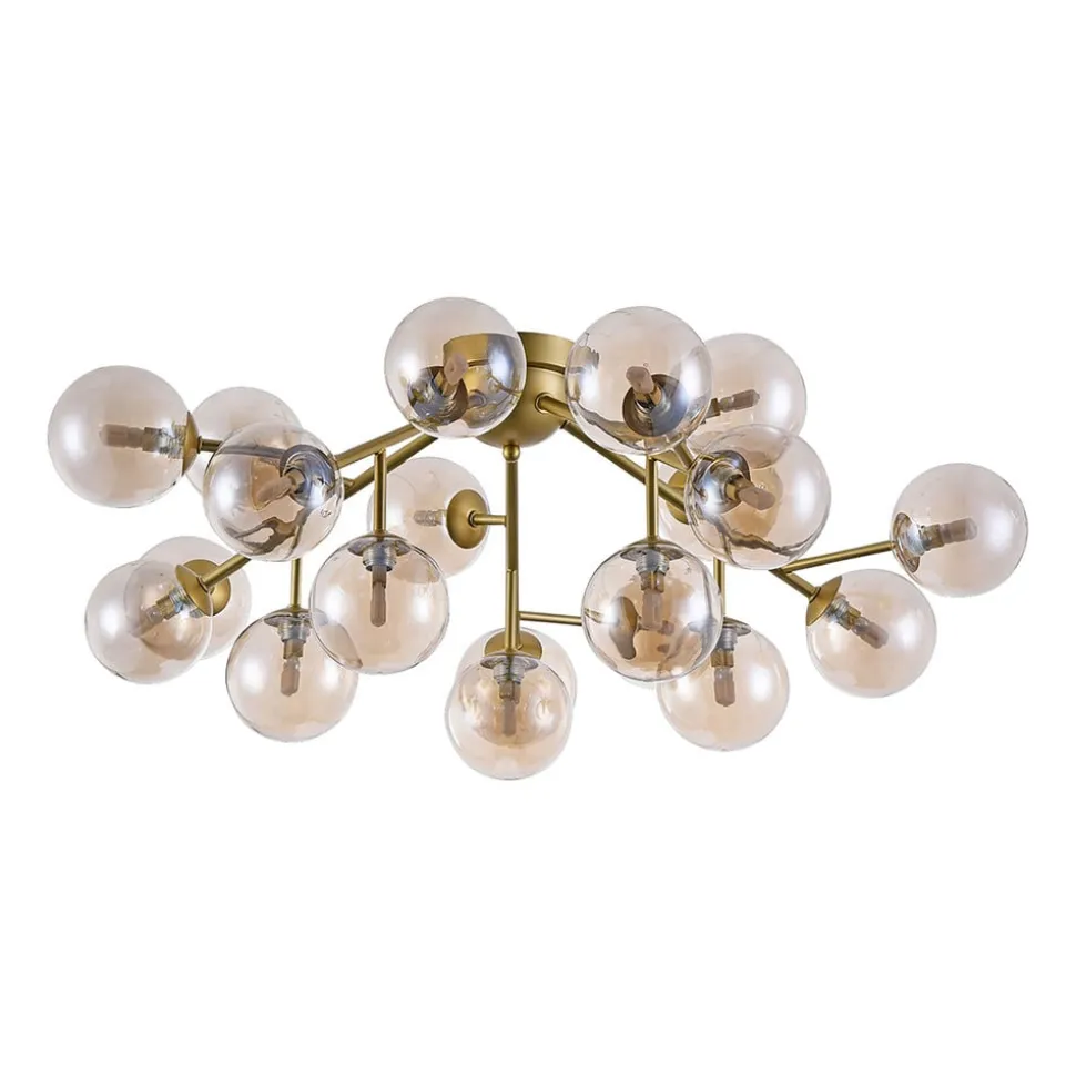 Maytoni Dallas loftlampe, 20 glaskugler, guld