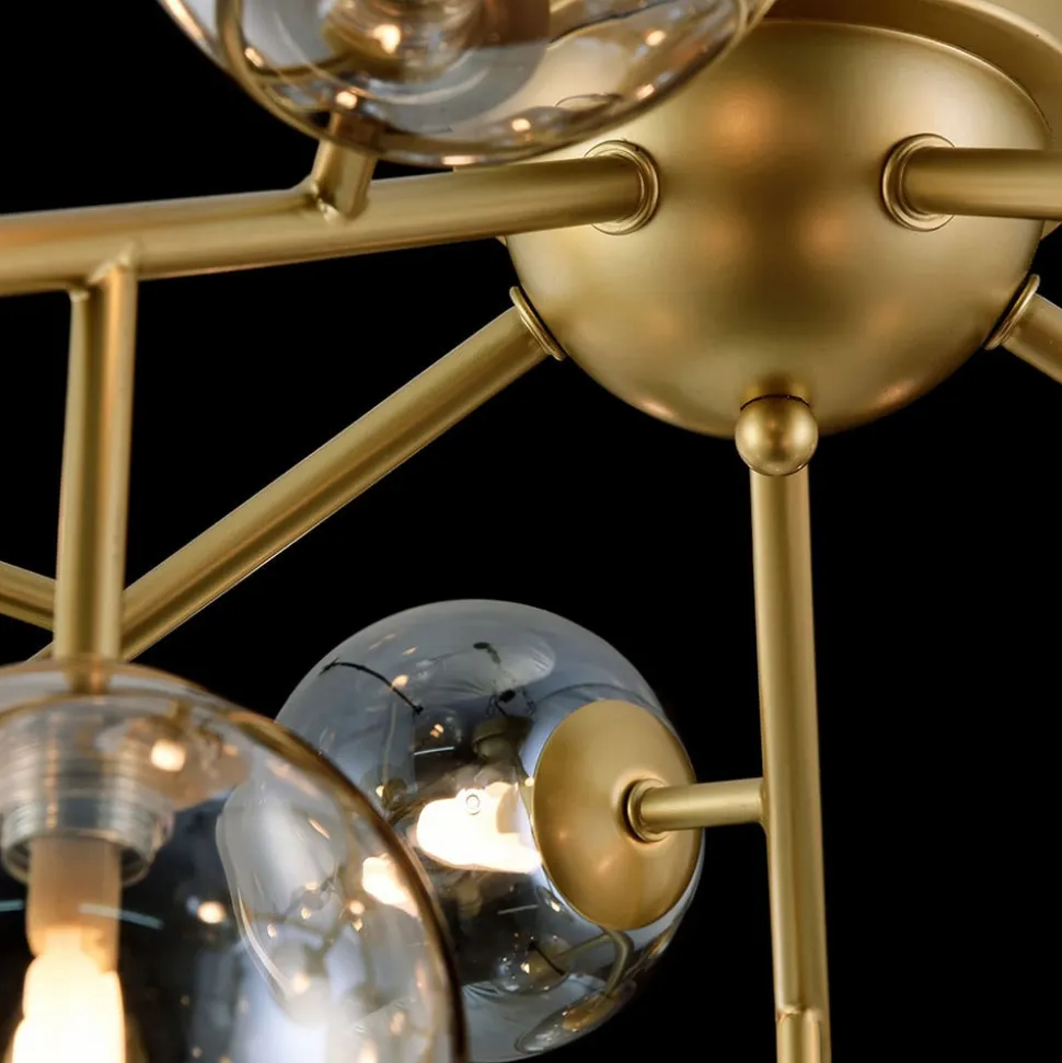 Maytoni Dallas loftlampe, 20 glaskugler, guld