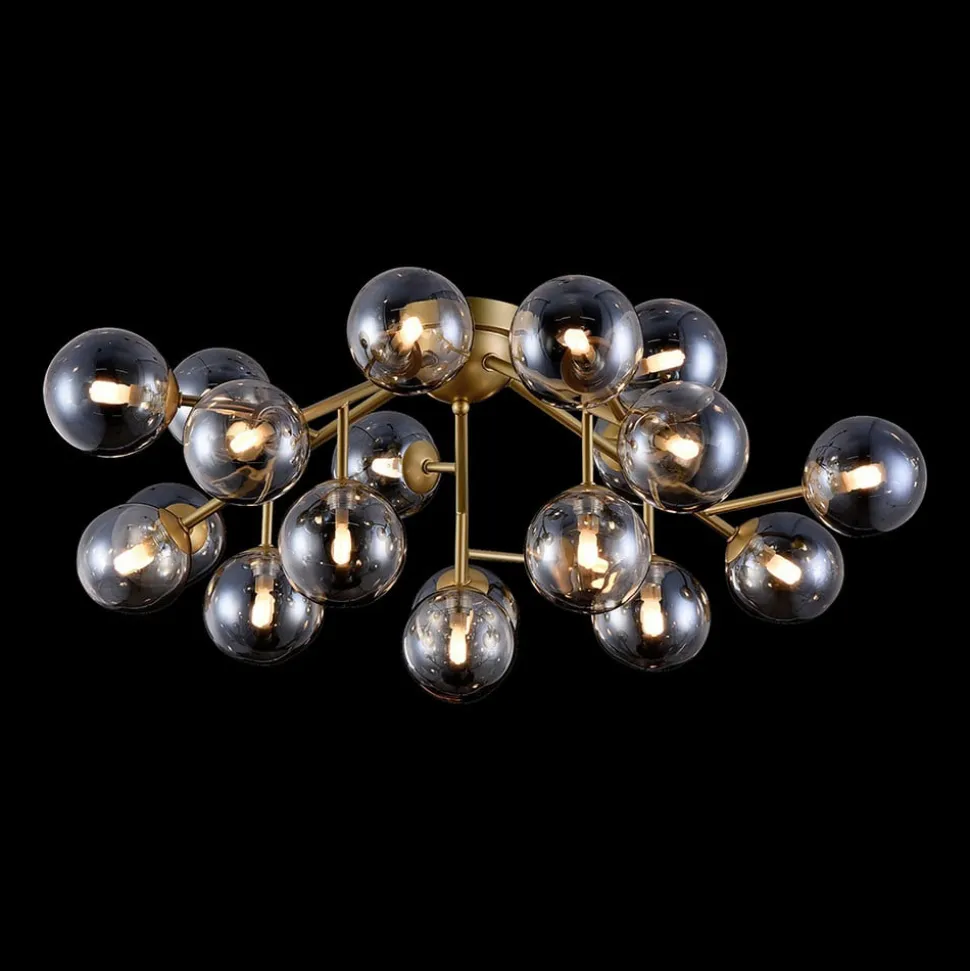 Maytoni Dallas loftlampe, 20 glaskugler, guld