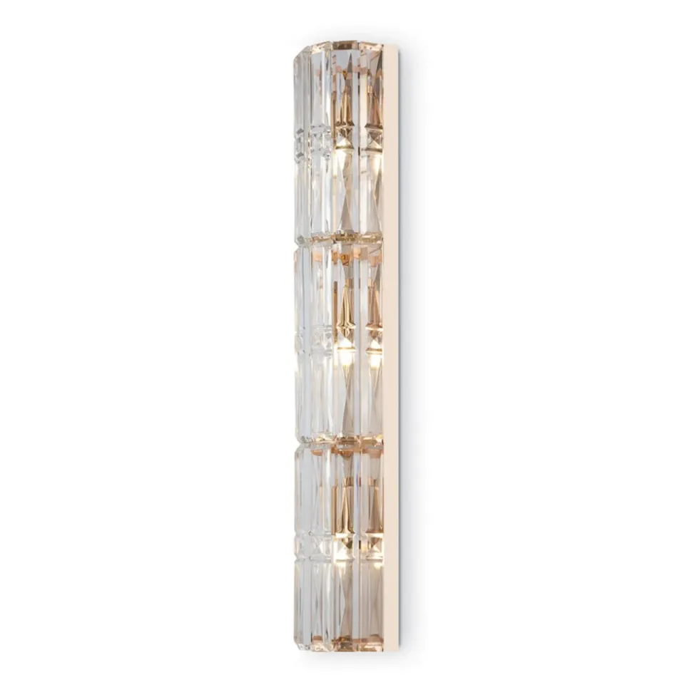 Maytoni Facet væglampe, højde 75,2 cm, guldfarvet, glas