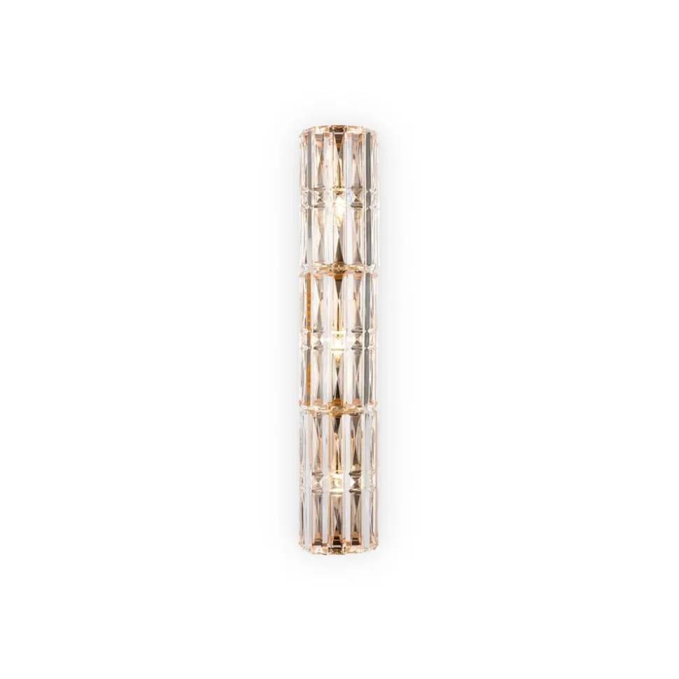 Maytoni Facet væglampe, højde 75,2 cm, guldfarvet, glas