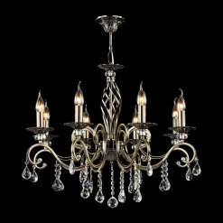 Maytoni Grace lysekrone, 8 lyskilder, messing/hvid
