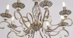 Maytoni Grace lysekrone, 8 lyskilder, messing/hvid
